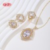Conjunto de anillo, collar y aretes de oro blanco de 18 quilates | Conjunto de joyería de latón para mujer al por mayor