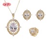 Conjunto de anillo, collar y aretes de oro blanco de 18 quilates | Conjunto de joyería de latón para mujer al por mayor