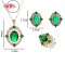 18K Gold Plated Green Gem Ring Necklace Earrings Set | Hengdian Jewelry Bulk for Party | Women's Copper Alloy Jewelry Set