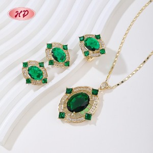 Conjunto de anillo, collar y aretes chapados en oro de 18 quilates | Conjunto de joyería de cobre para mujer para fiesta