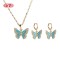 Trendy 18K Gold-plated Butterfly Necklace & Earrings Set | Brass Women's Gift Jewelry Set with Blue CZ for Anniversary