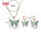 Trendy 18K Gold-plated Butterfly Necklace & Earrings Set | Brass Women's Gift Jewelry Set with Blue CZ for Anniversary