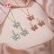 Trendy 18K Gold-plated Butterfly Necklace & Earrings Set | Brass Women's Gift Jewelry Set with Blue CZ for Anniversary