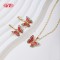 Vintage 18K Gold-plated Butterfly Necklace & Earrings Set for Women | Copper Alloy Women's Wedding Colorful Jewelry Set