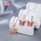 Vintage 18K Gold-plated Butterfly Necklace & Earrings Set for Women | Copper Alloy Women's Wedding Colorful Jewelry Set