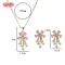 Elegant 18K Gold Plated Flower Necklace & Earrings Set with Pink Zircon for Women | Hengdian Wholesale Jewelry for Party