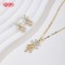 Fashion 18K Gold Flower Earrings & Necklace Set with White Zircon for Women | Hengdian Bulk Jewelry Set for Wedding