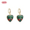 Trendy 18K Gold Plated Heart Huggie Earrings | Cherry Design Heart Earrings for Women by Hengdian Jewelry for Party