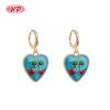 Trendy 18K Gold Plated Heart Huggie Earrings | Cherry Design Heart Earrings for Women by Hengdian Jewelry for Party