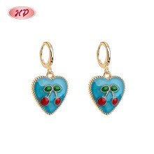 Pendientes vintage de aro con forma de corazón en oro de 18 quilates | Pendientes de cobre para mujer, accesorio diario