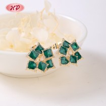 Elegant 18K Gold Plated Geometric Earrings with Leaf Design | Women's Copper Alloy Jewelry Bulk for Casual and Sporty