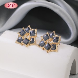 Pendientes vintage de hoja de oro de 18 quilates | Pendientes de botón para mujer al por mayor de Hengdian