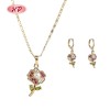 Hengdian Jewelry Wholesale Suppliers | 18K Gold Plated Cute Flower Jewelry Set with Zircon for Women Suitable for Gift