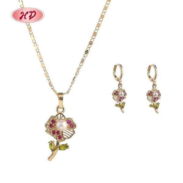 Elegantes, 18 Karat vergoldetes Blumenschmuck-Set | Kupferlegierung | Hochzeiten & Jubiläen
