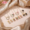 Hengdian Jewelry Wholesaler | 18K Gold Plated Flower Necklace Earring Set for Women | Jewelry Set for Office and Wedding