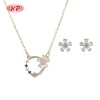 Hengdian Jewelry Wholesaler | 18K Gold Plated Flower Necklace Earring Set for Women | Jewelry Set for Office and Wedding
