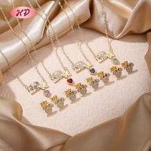 Copper Alloy Jewelry Bulk | Romantic 18K Gold Plated LOVE Heart Zircon Jewelry Set for Women | Valentine's Day and Gift