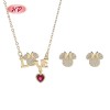 Copper Alloy Jewelry Bulk | Romantic 18K Gold Plated LOVE Heart Zircon Jewelry Set for Women | Valentine's Day and Gift