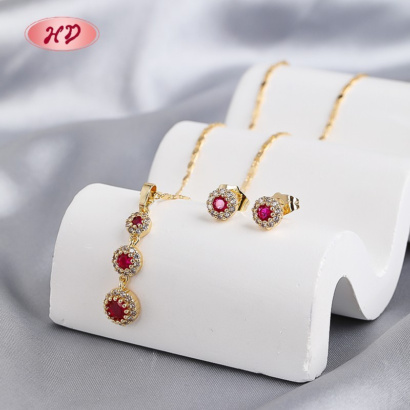 Elegant 18K Gold Plated Emerald-Style Zircon Jewelry Set for Women Anniversary