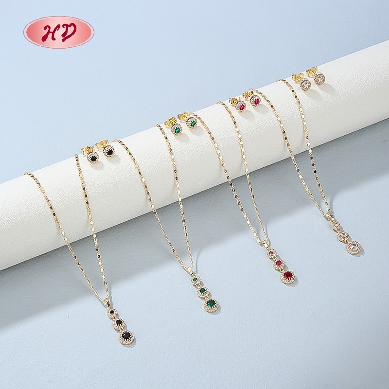 Elegant 18K Gold Plated Emerald-Style Zircon Jewelry Set for Women Anniversary