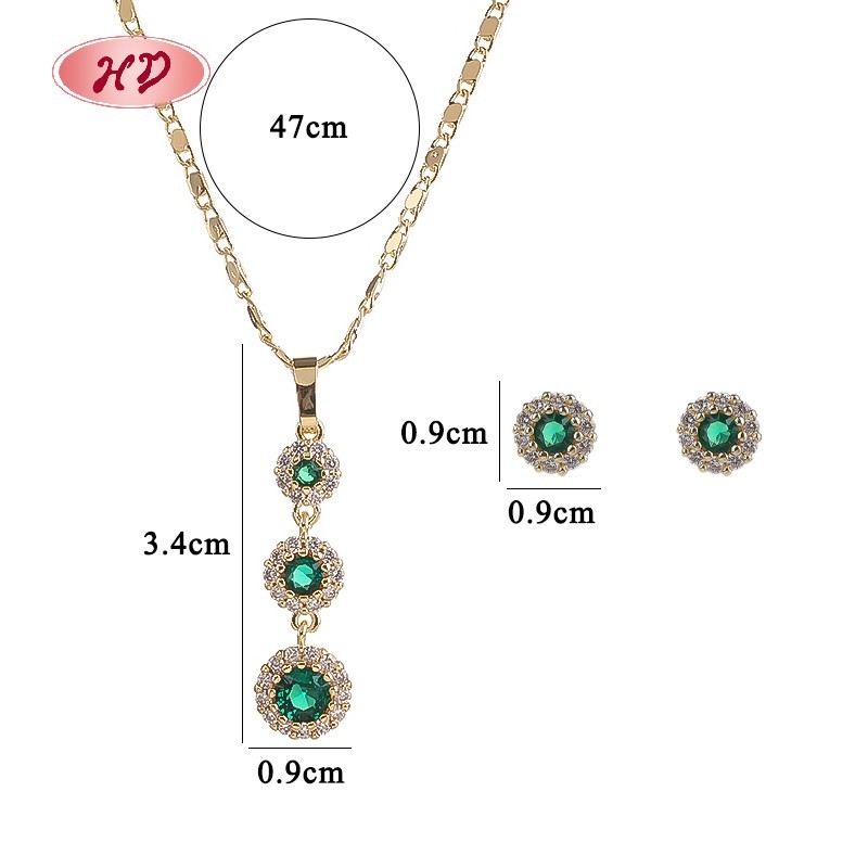 Elegant 18K Gold Plated Emerald-Style Zircon Jewelry Set for Women Anniversary