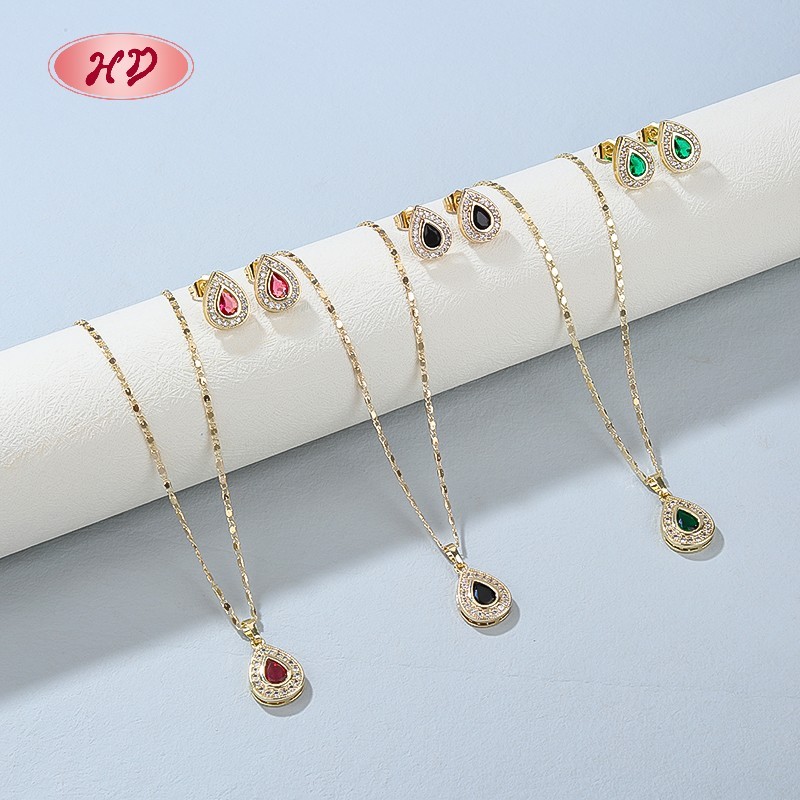 Retro 18K Gold-plated Teardrop Jewelry Set