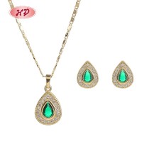 Brass Jewelry Bulk | Retro 18K Gold-plated Teardrop Jewelry Set | Women's Earring and Necklace with Zircon | Daily Wear