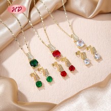 18K Gold Plated Cubic Zircon Jewelry Set | Original Design Earrings Necklace for Women | Party Office & Anniversary