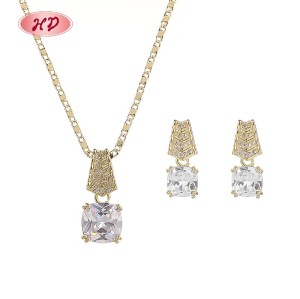 18K Gold Plated Cubic Zircon Jewelry Set | Original Design Earrings Necklace for Women | Party Office & Anniversary