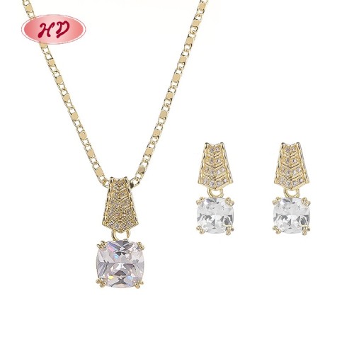 18K Gold Plated Cubic Zircon Jewelry Set | Original Design Earrings Necklace for Women | Party Office & Anniversary