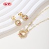 Red Cubic Zirconia Ribbon Earrings Necklace | 18K Gold Plated Trendy Jewelry for Women | Valentine's Day & Birthday Gift