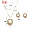 Red Cubic Zirconia Ribbon Earrings Necklace | 18K Gold Plated Trendy Jewelry for Women | Valentine's Day & Birthday Gift