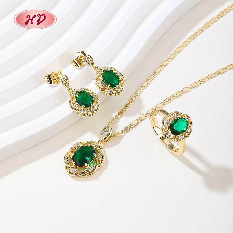 18K Gold Plated Colorful Cubic Zirconia Jewelry Set