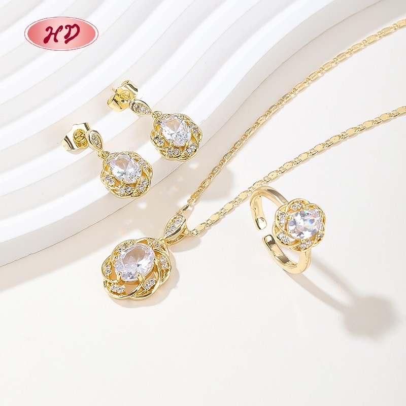 18K Gold Plated Colorful Cubic Zirconia Jewelry Set