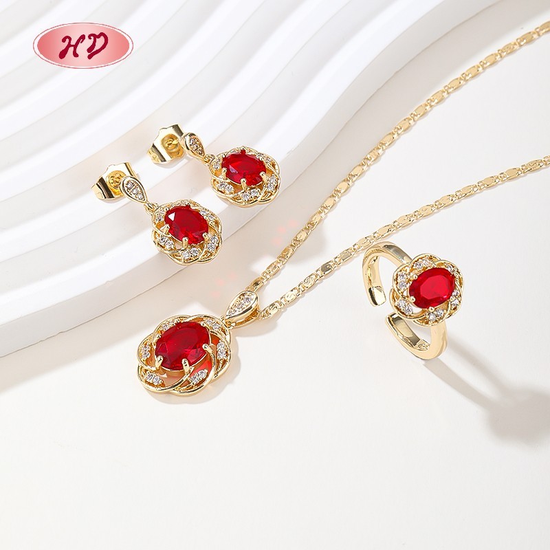 18K Gold Plated Colorful Cubic Zirconia Jewelry Set