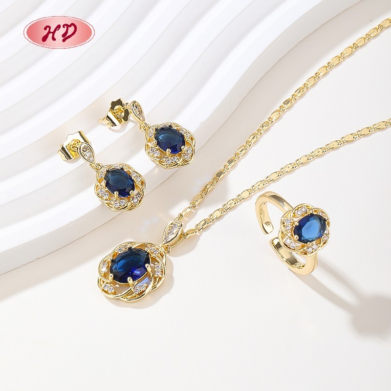 18K Gold Plated Colorful Cubic Zirconia Jewelry Set