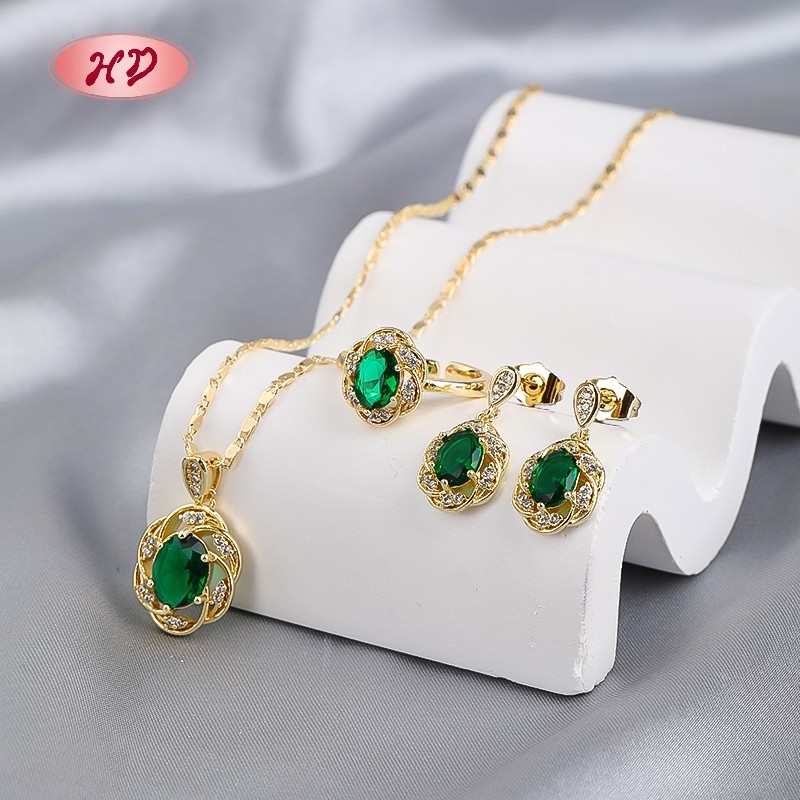 18K Gold Plated Colorful Cubic Zirconia Jewelry Set