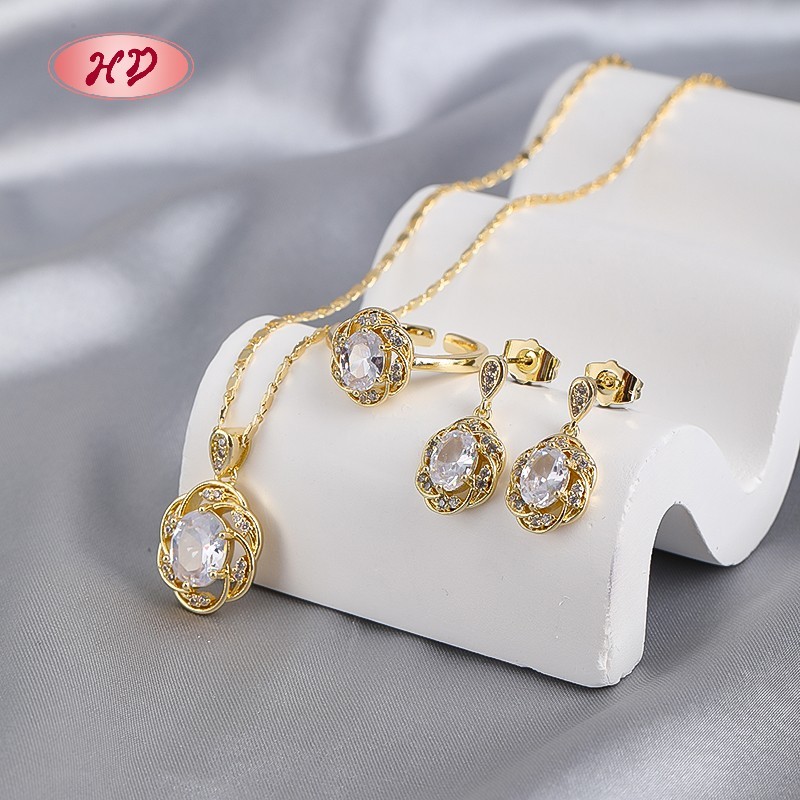 18K Gold Plated Colorful Cubic Zirconia Jewelry Set