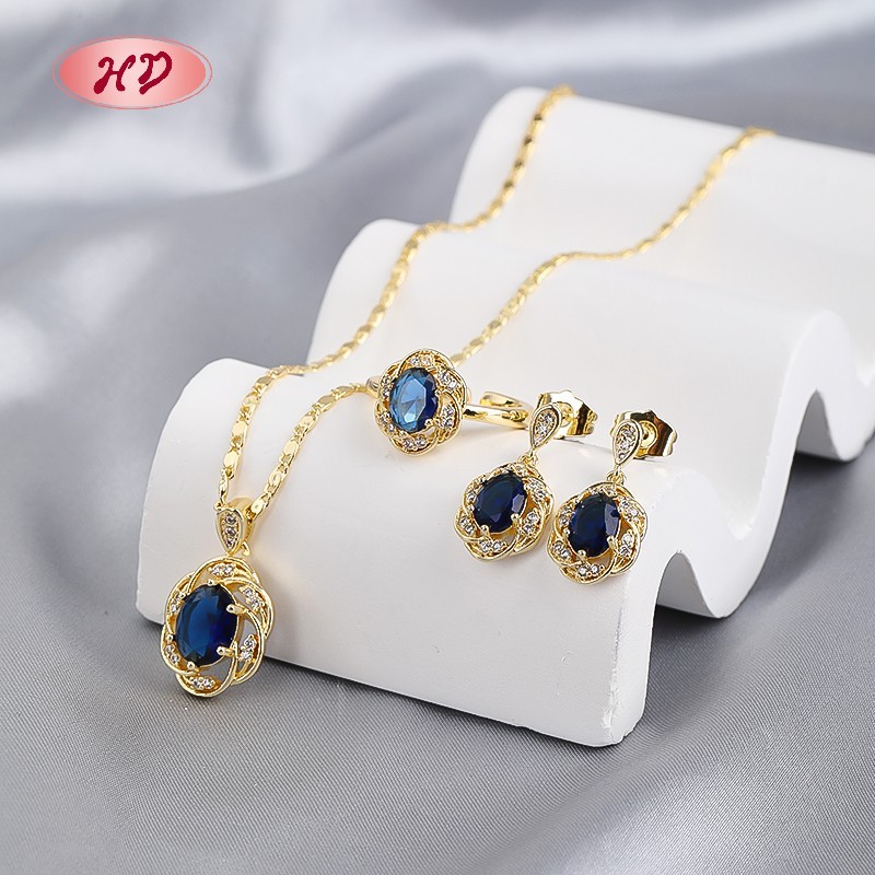 18K Gold Plated Colorful Cubic Zirconia Jewelry Set