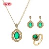 18K Gold Plated Colorful Cubic Zirconia Jewelry Set | Classic Earrings Necklace and Ring for Women | Gift and Office