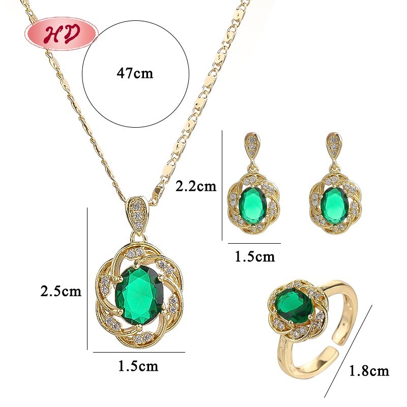 18K Gold Plated Colorful Cubic Zirconia Jewelry Set