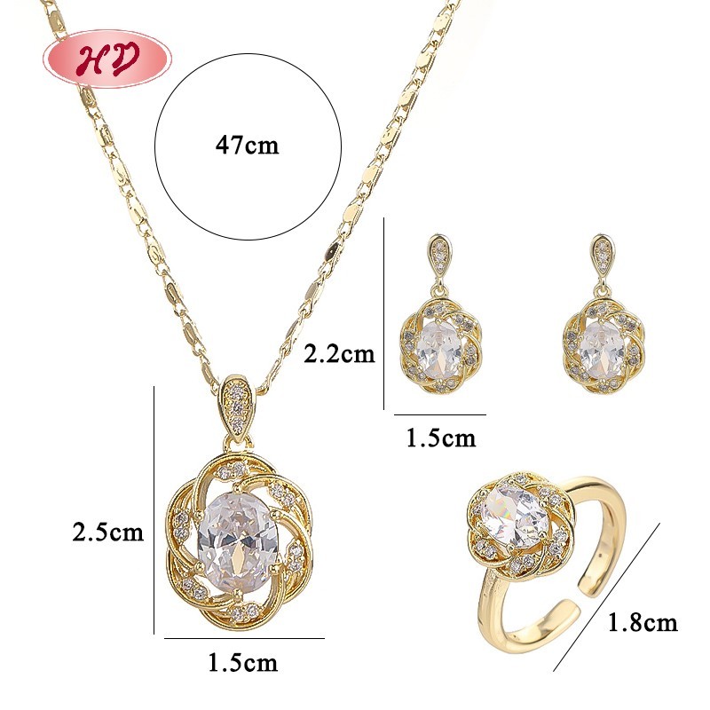 18K Gold Plated Colorful Cubic Zirconia Jewelry Set