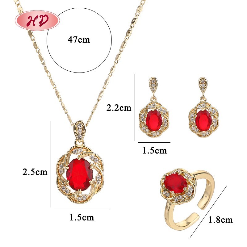 18K Gold Plated Colorful Cubic Zirconia Jewelry Set
