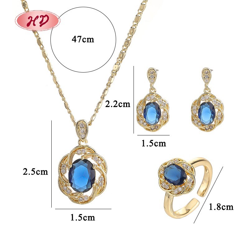 18K Gold Plated Colorful Cubic Zirconia Jewelry Set