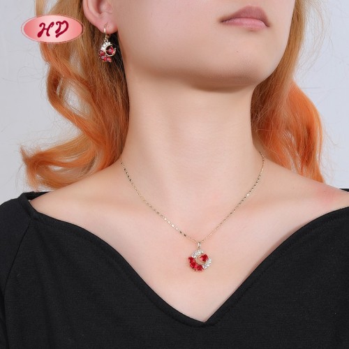 Hengdian Jewelry 18K Gold Plated Jewelry Set | Red White Colorful Style for Women | Moom Design for Gift and Casual Wear