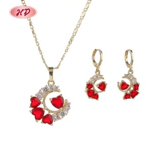 Conjunto de joyas Hengdian chapadas en oro de 18 quilates | Estilo colorido para mujer | Diseño de luna para regalar