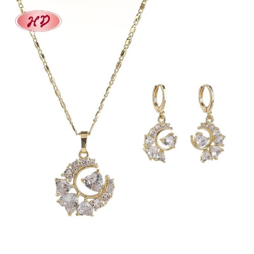 Hengdian Jewelry 18K Gold Plated Jewelry Set | Red White Colorful Style for Women | Moom Design for Gift and Casual Wear