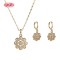 18K Gold Plated Jewelry Set with Copper | Elegant Floral Design Earrings Necklace for Women | Anniversary Jewelry Gift
