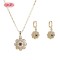 18K Gold Plated Jewelry Set with Copper | Elegant Floral Design Earrings Necklace for Women | Anniversary Jewelry Gift