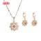 18K Gold Plated Jewelry Set with Copper | Elegant Floral Design Earrings Necklace for Women | Anniversary Jewelry Gift
